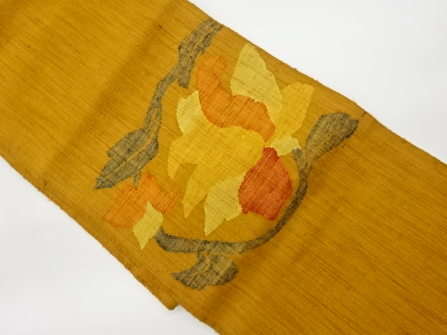 JAPANESE KIMONO / VINTAGE NAGOYA OBI / MAWATA TSUMUGI / WOVEN FLOWERS